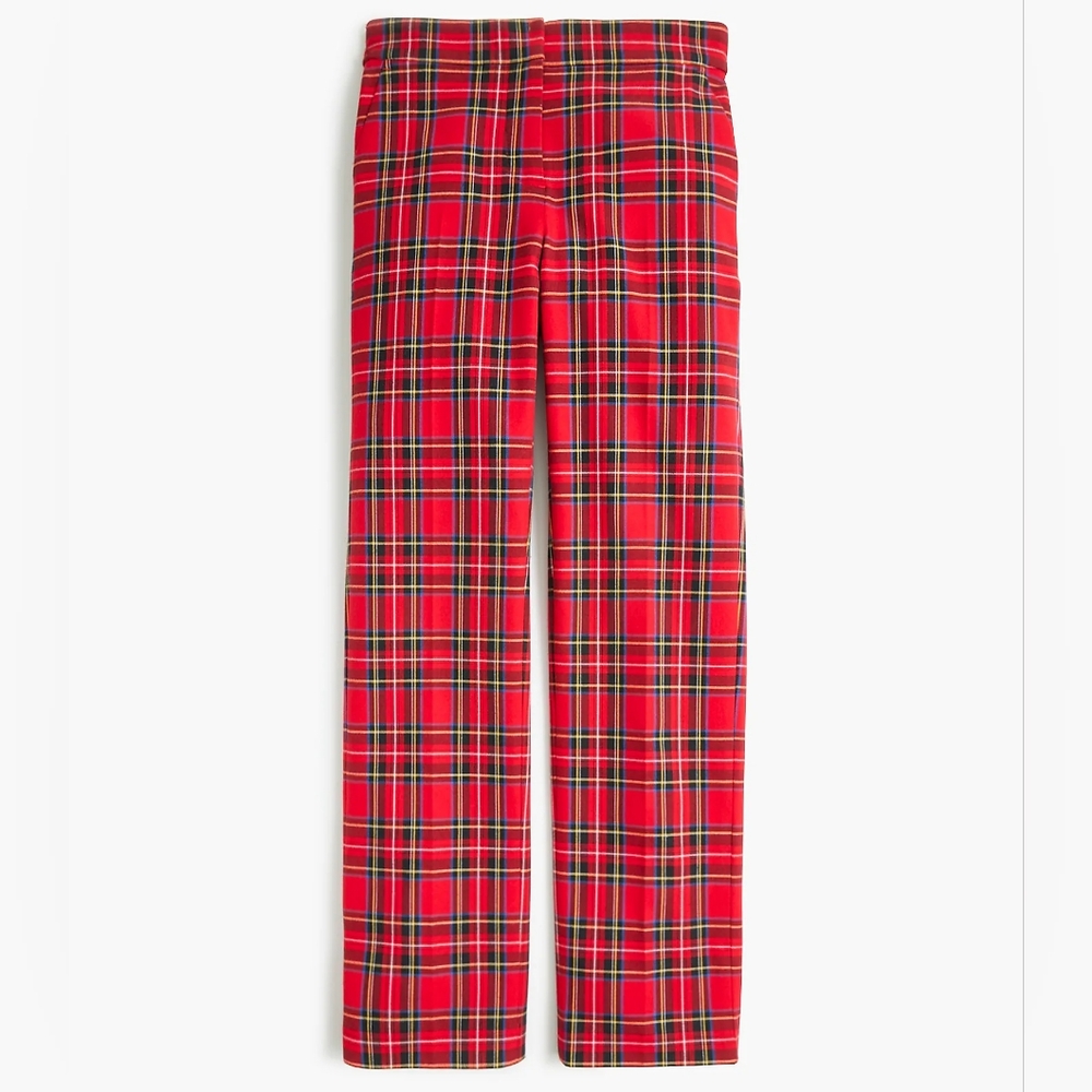 New! J. Crew sz 4 Crop Straight-Leg Red Stewart Tartan Plaid Stretch Cotton NWT